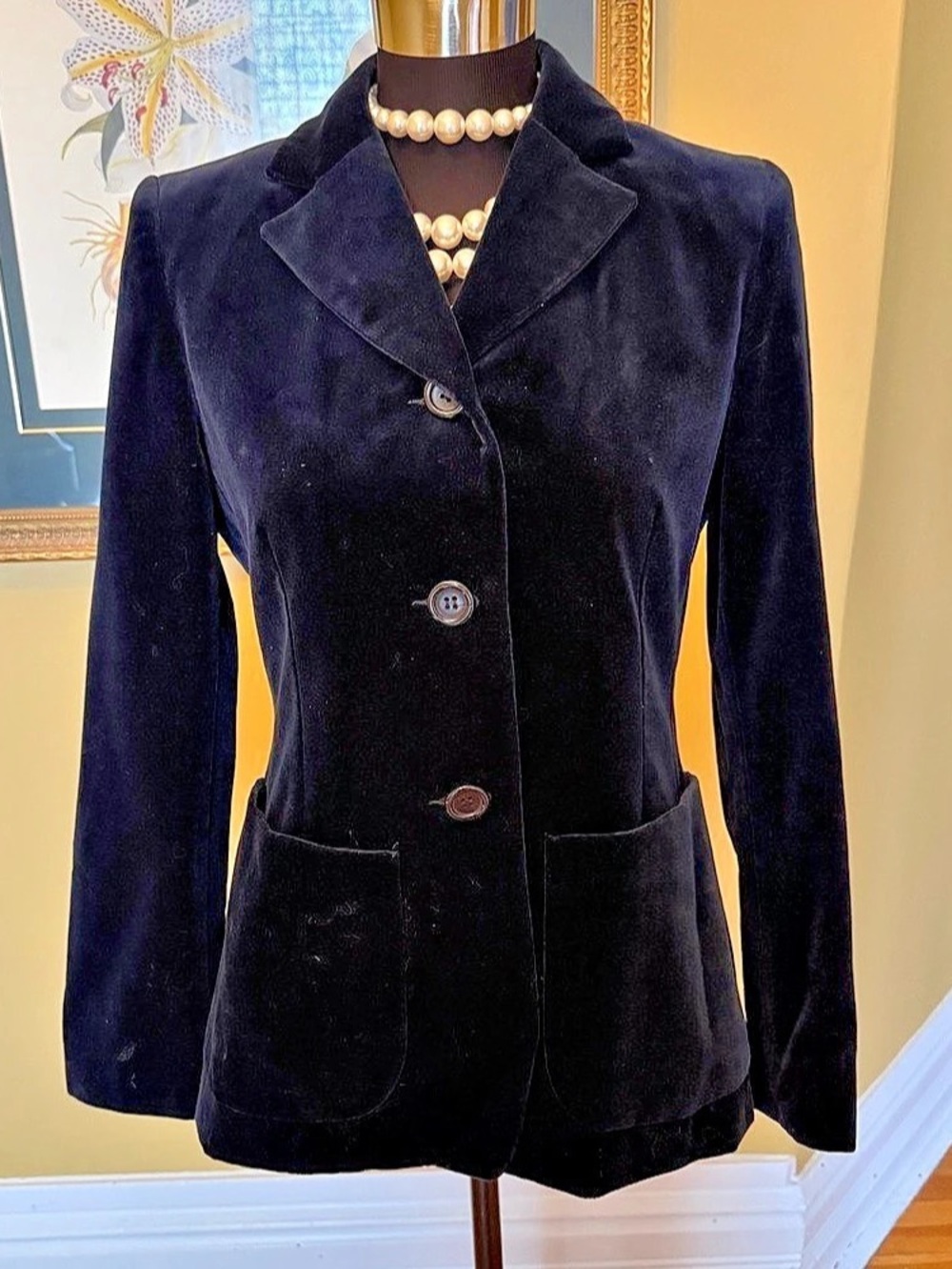 Louben Midnight Navy Velvet Blazer Size 6
